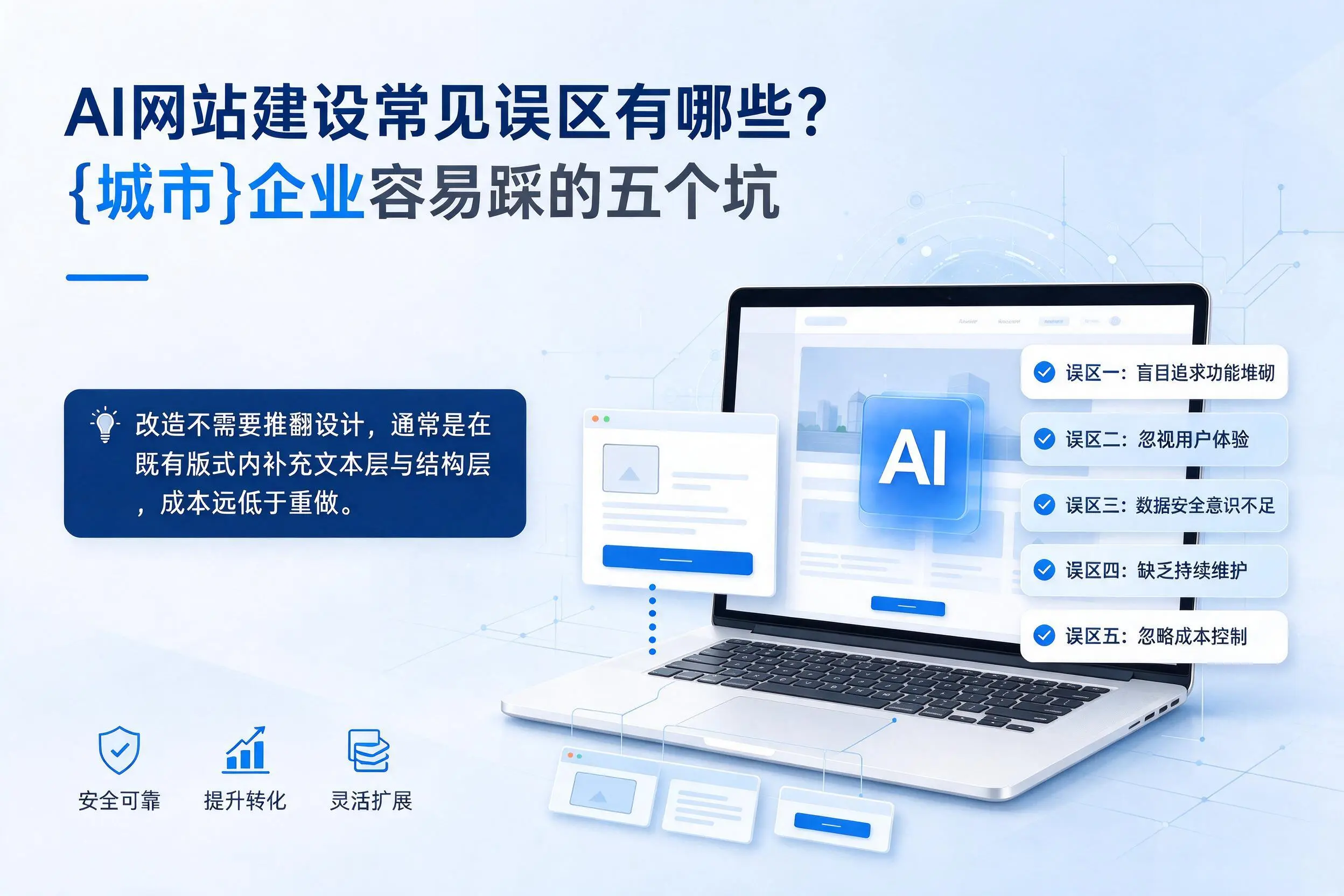 AI网站建设常见误区有哪些?黔南企业容易踩的五个坑