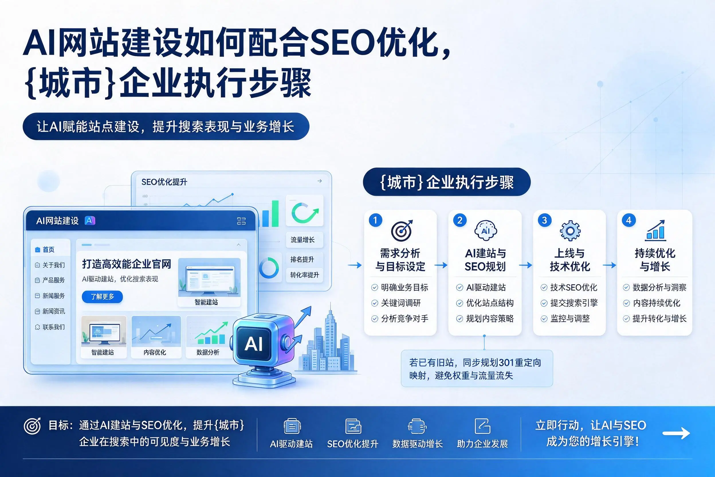 AI网站建设如何配合SEO优化,黔南企业执行步骤