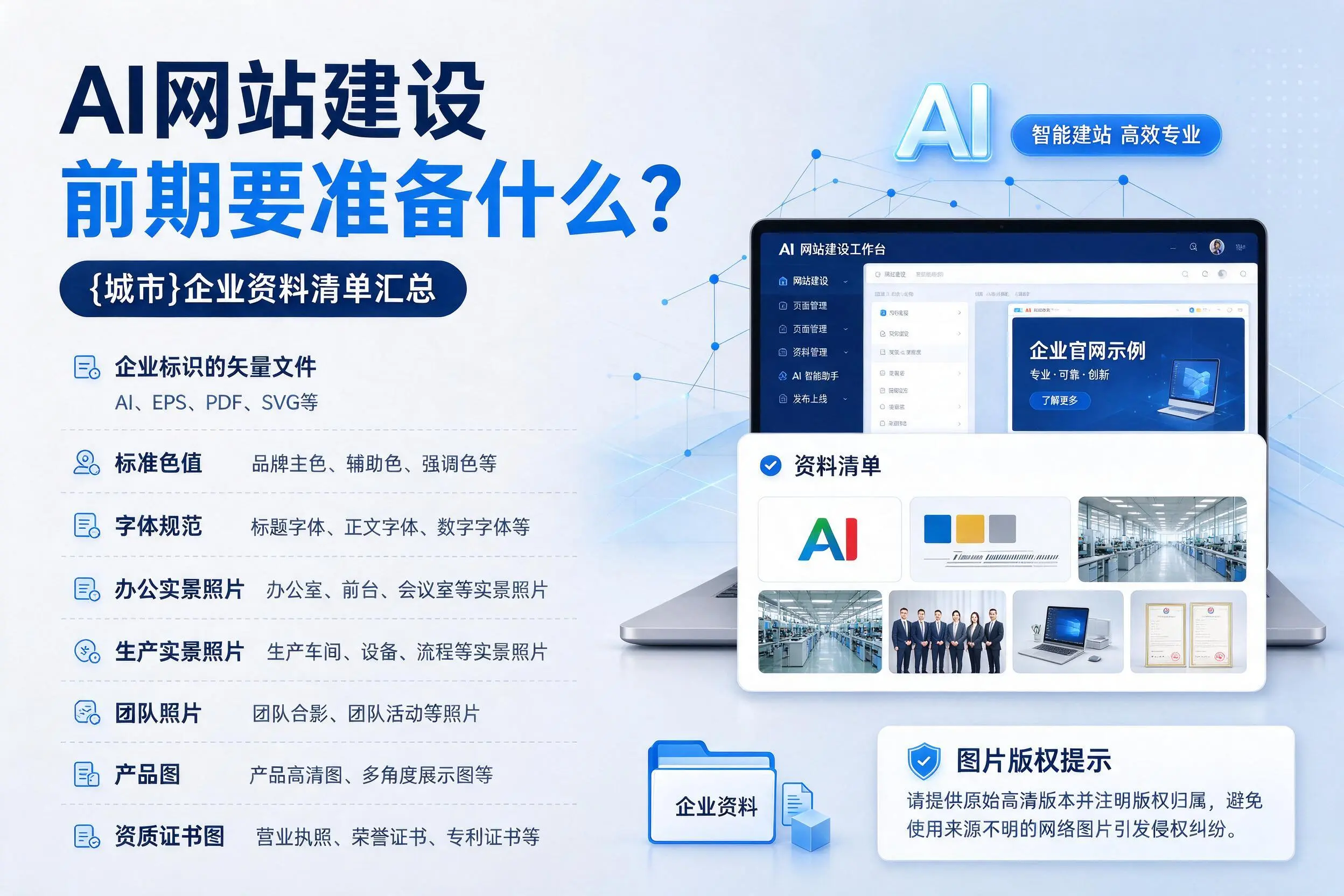 AI网站建设前期要准备什么?黔南企业资料清单汇总